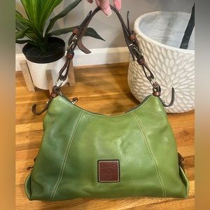 EUC Vintage Dooney & Bourke Hobo Whipstitch Leather Shoulder Handbag Apple Green